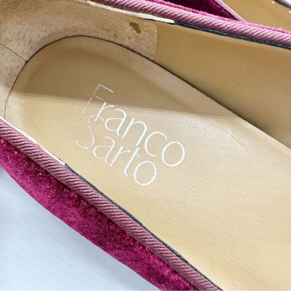 Franco Sarto Burgundy Velvet Flats w/Metallic Heel Holiday Festive 8 - Picture 9 of 14